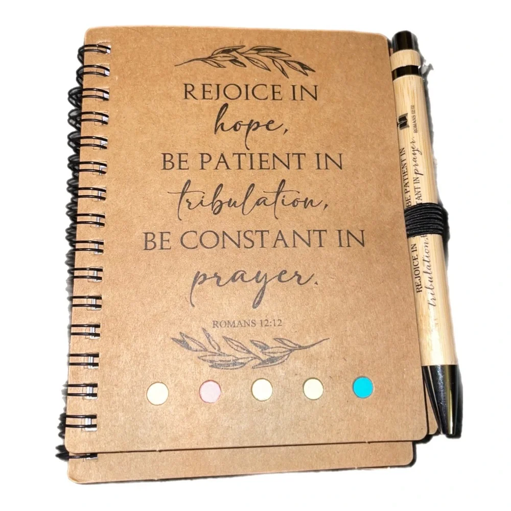 10 gift sets Christian Spiral Notebook W/Bible Verse,Bamboo Pen+matching+Journal
